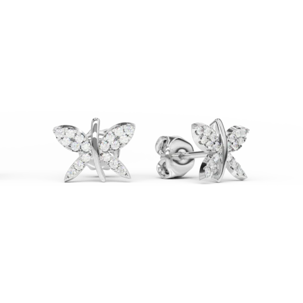 Cercei libelula din aur alb cu diamante de 0.24ct