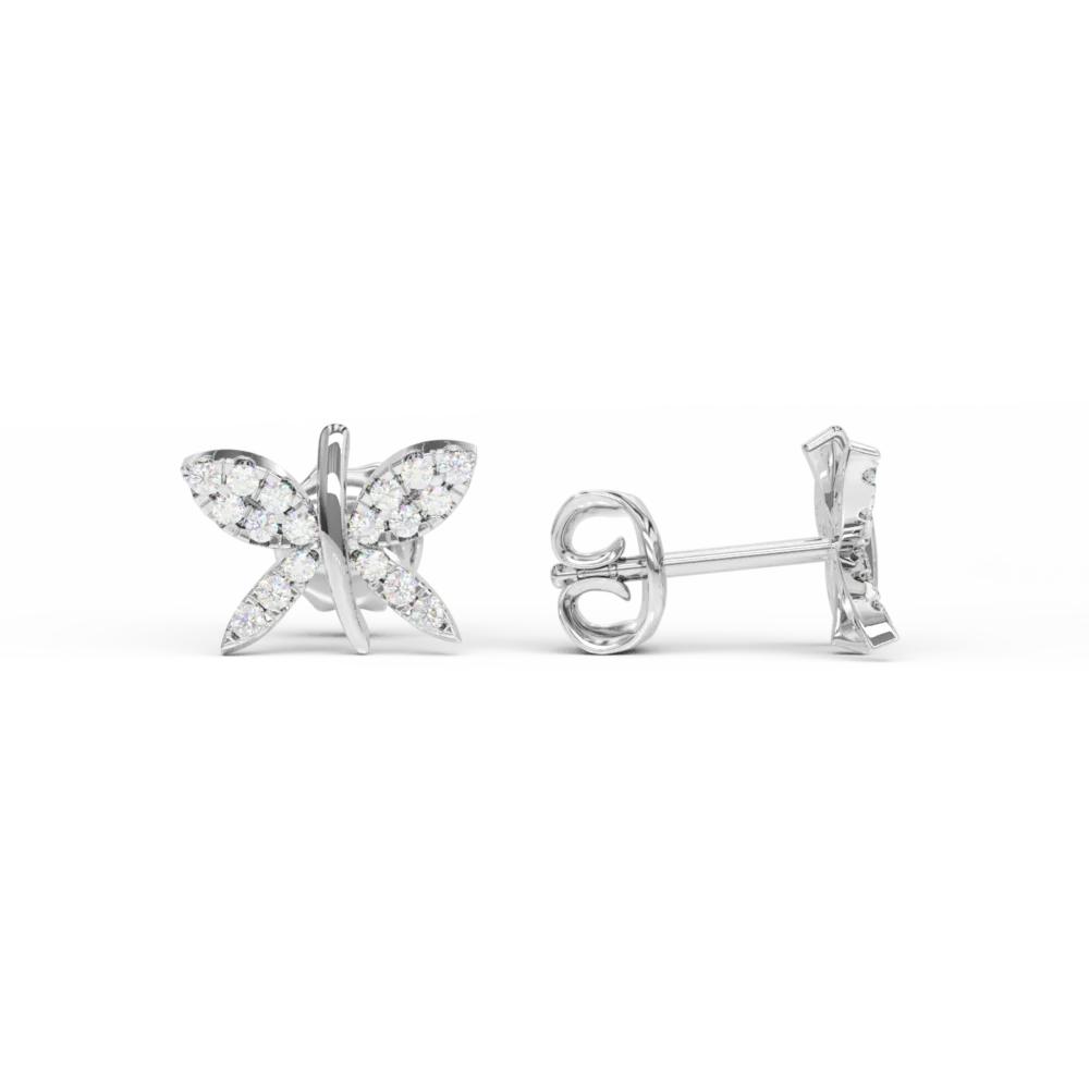 Cercei libelula din aur alb cu diamante de 0.24ct - imagine 3