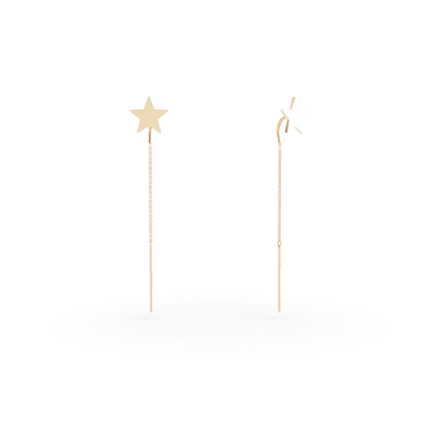 Cercei lungi cu stea din aur galben
