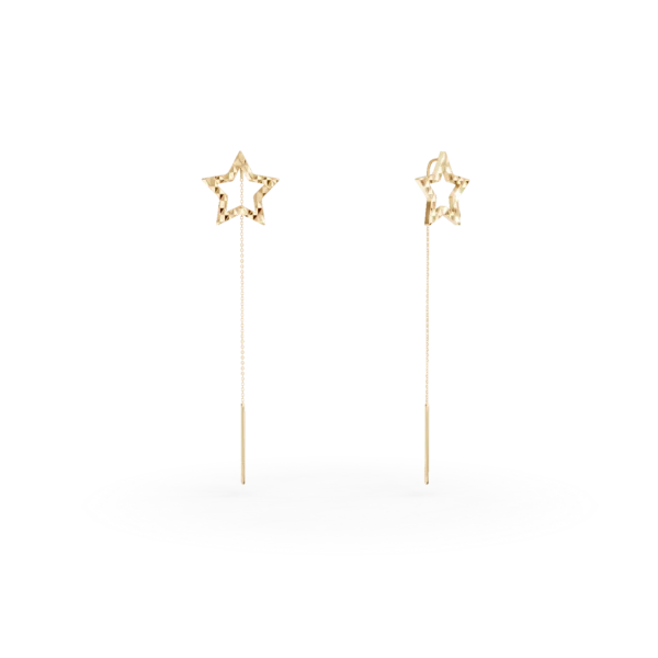 Cercei lungi cu stelute din aur galben