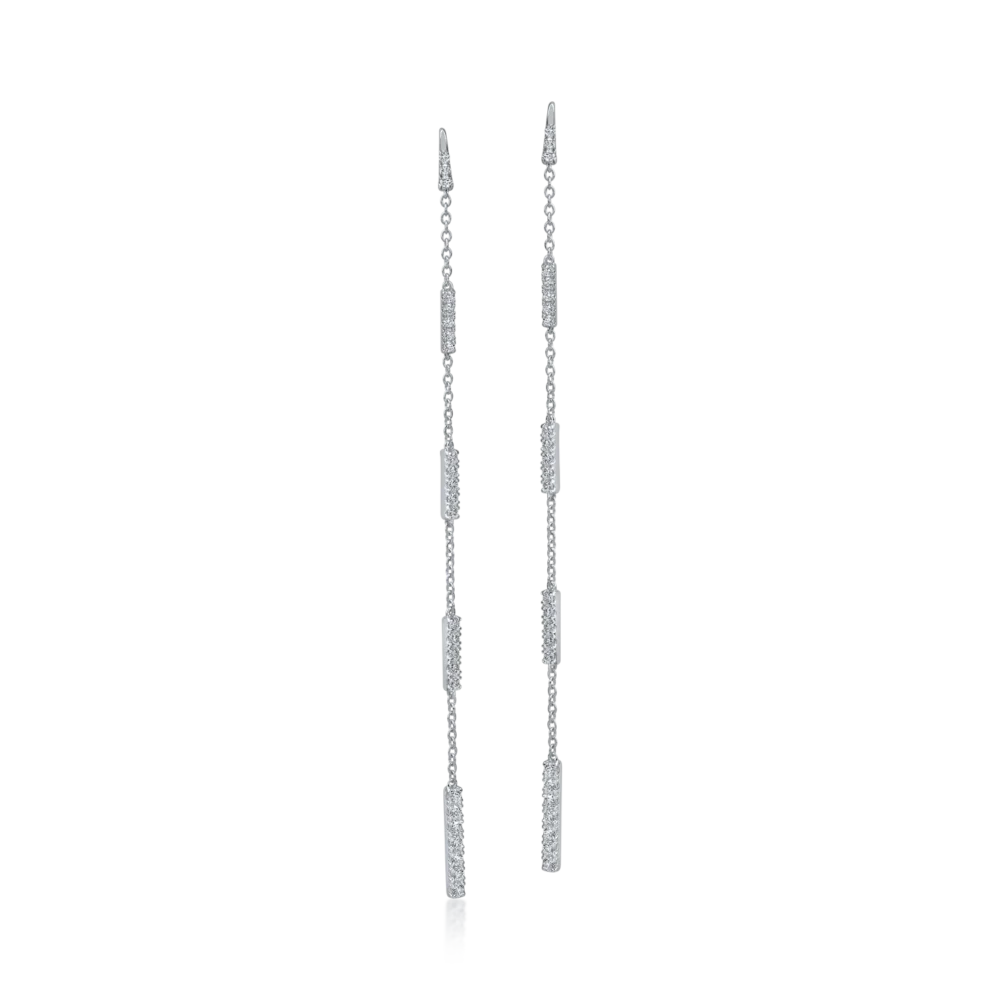 Cercei lungi din aur alb cu diamante de 0.5ct - imagine 2