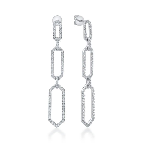 Cercei lungi din aur alb cu diamante de 1.1ct