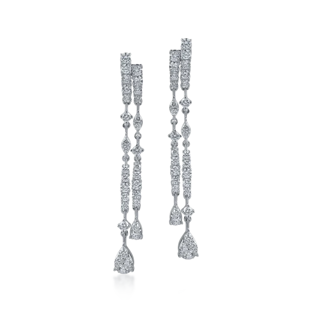 Cercei lungi din aur alb cu diamante de 1.5ct - imagine 2