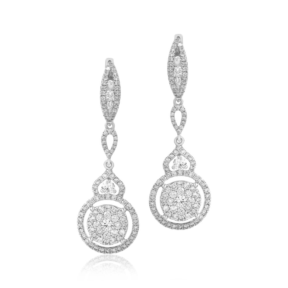 Cercei lungi din aur alb cu diamante de 1.5ct - imagine 2