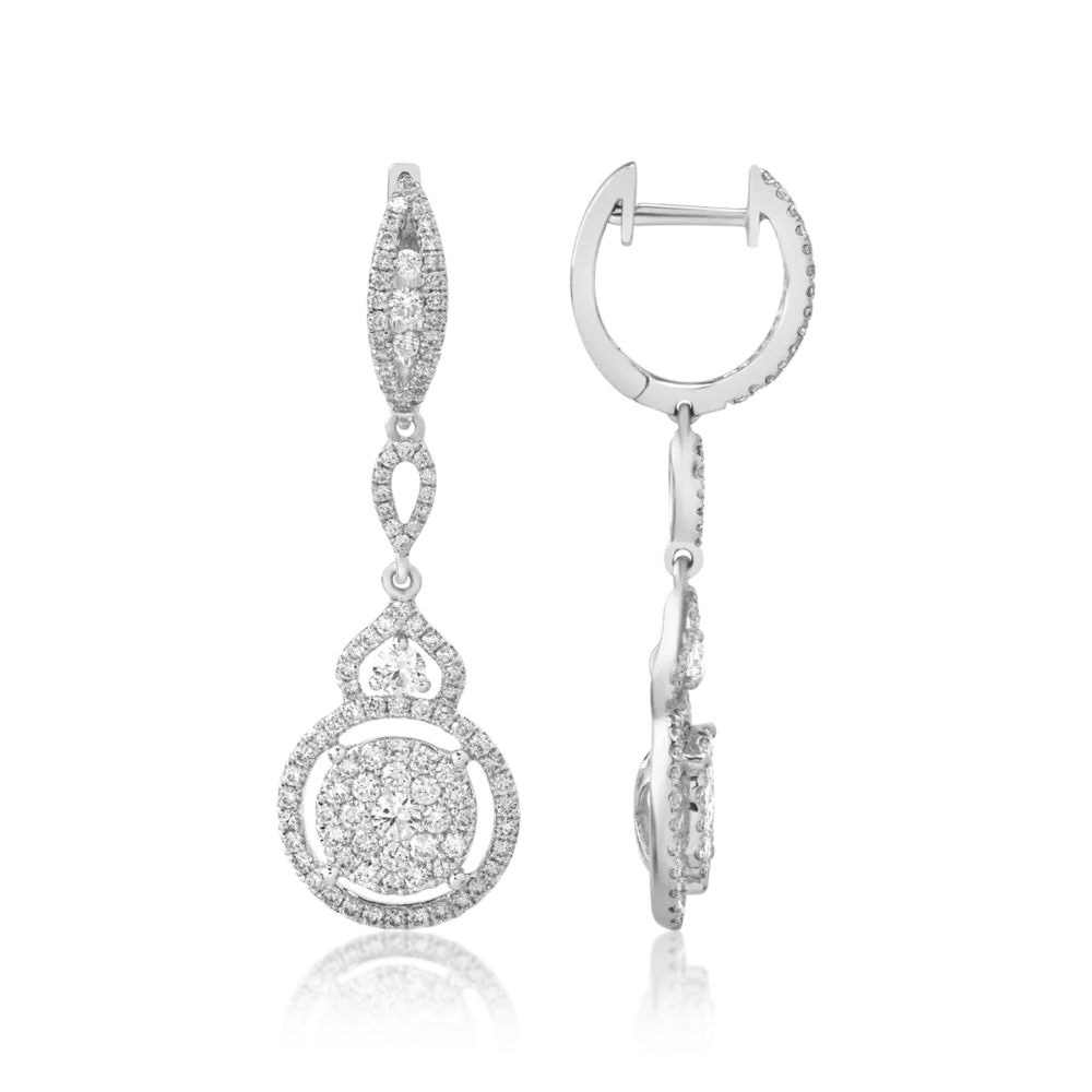 Cercei lungi din aur alb cu diamante de 1.5ct - imagine 3