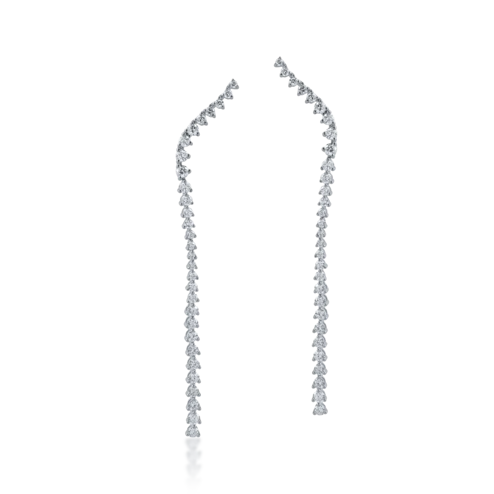 Cercei lungi din aur alb cu diamante de 1.83ct - imagine 2