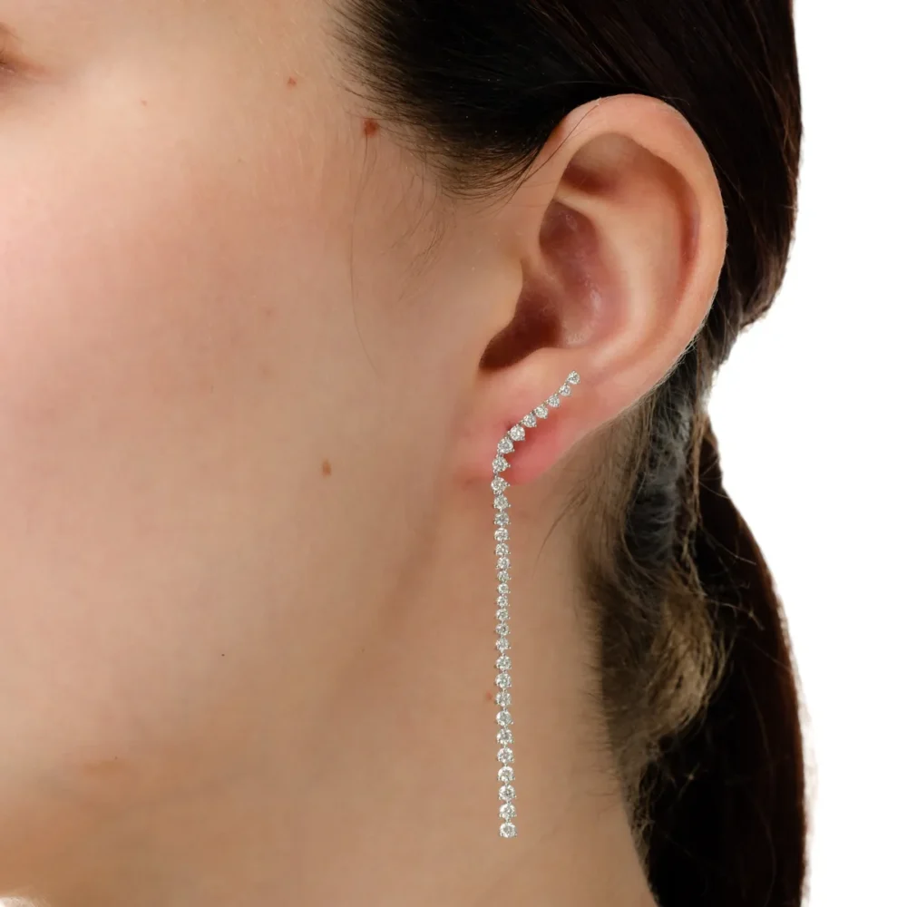 Cercei lungi din aur alb cu diamante de 1.83ct - imagine 3