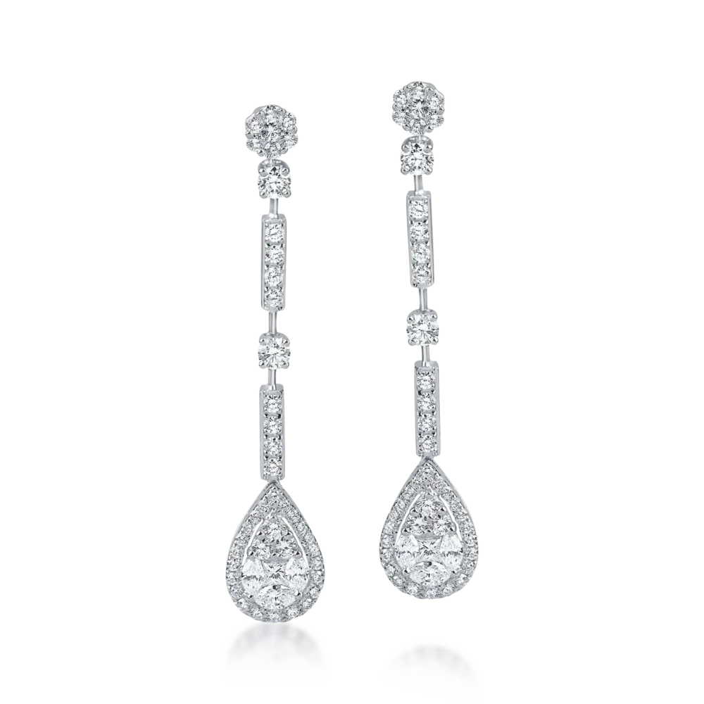 Cercei lungi din aur alb cu diamante de 1.89ct - imagine 2