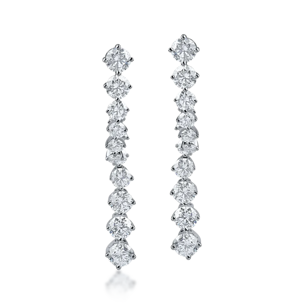 Cercei lungi din aur alb cu diamante de 2ct - imagine 2
