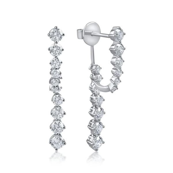 Cercei lungi din aur alb cu diamante de 2ct