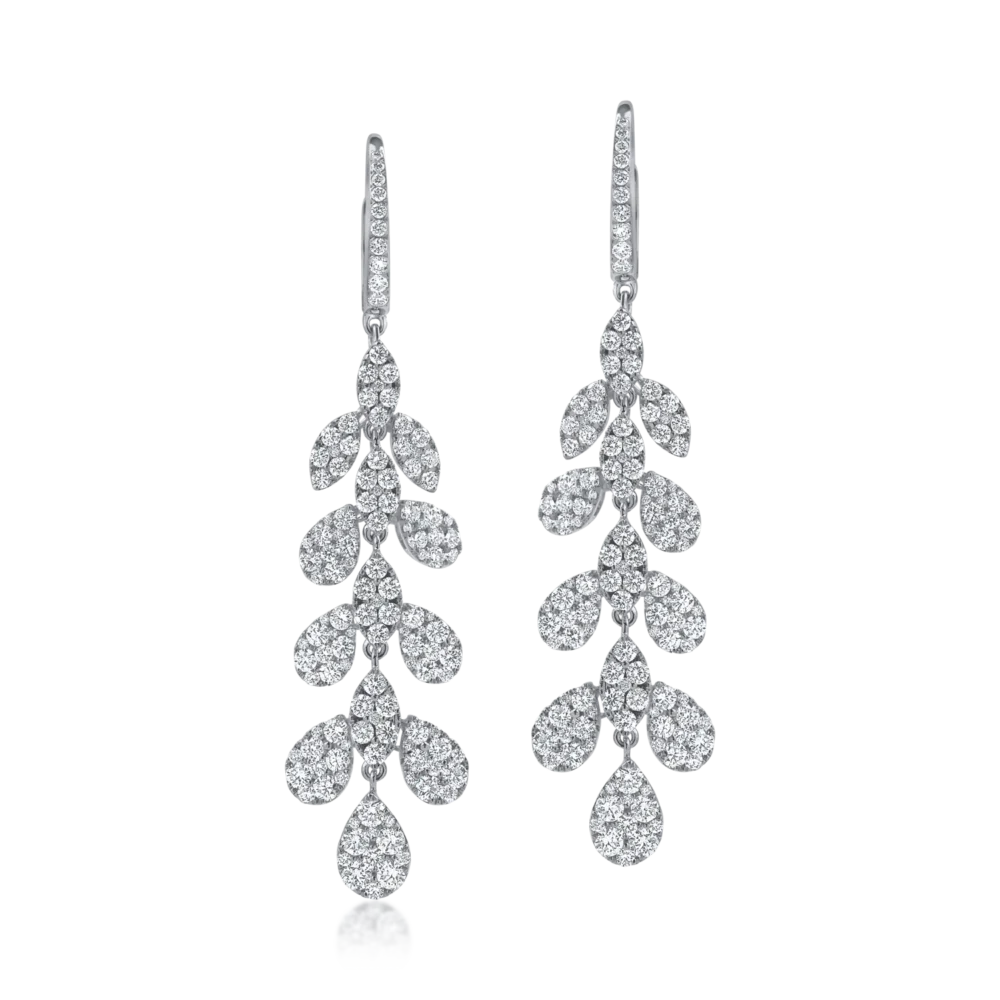 Cercei lungi din aur alb cu diamante de 3.6ct - imagine 2