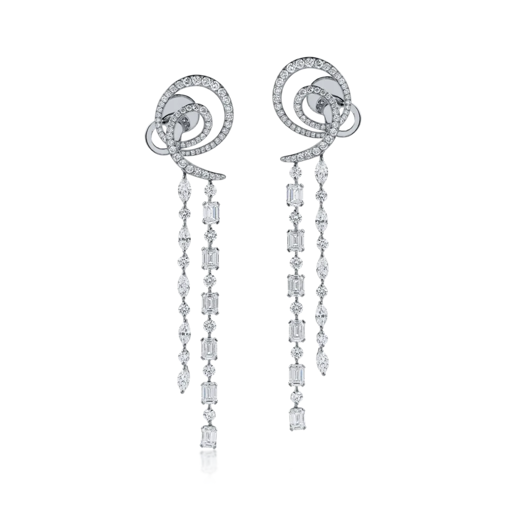 Cercei lungi din aur alb cu diamante de 5.5ct - imagine 2