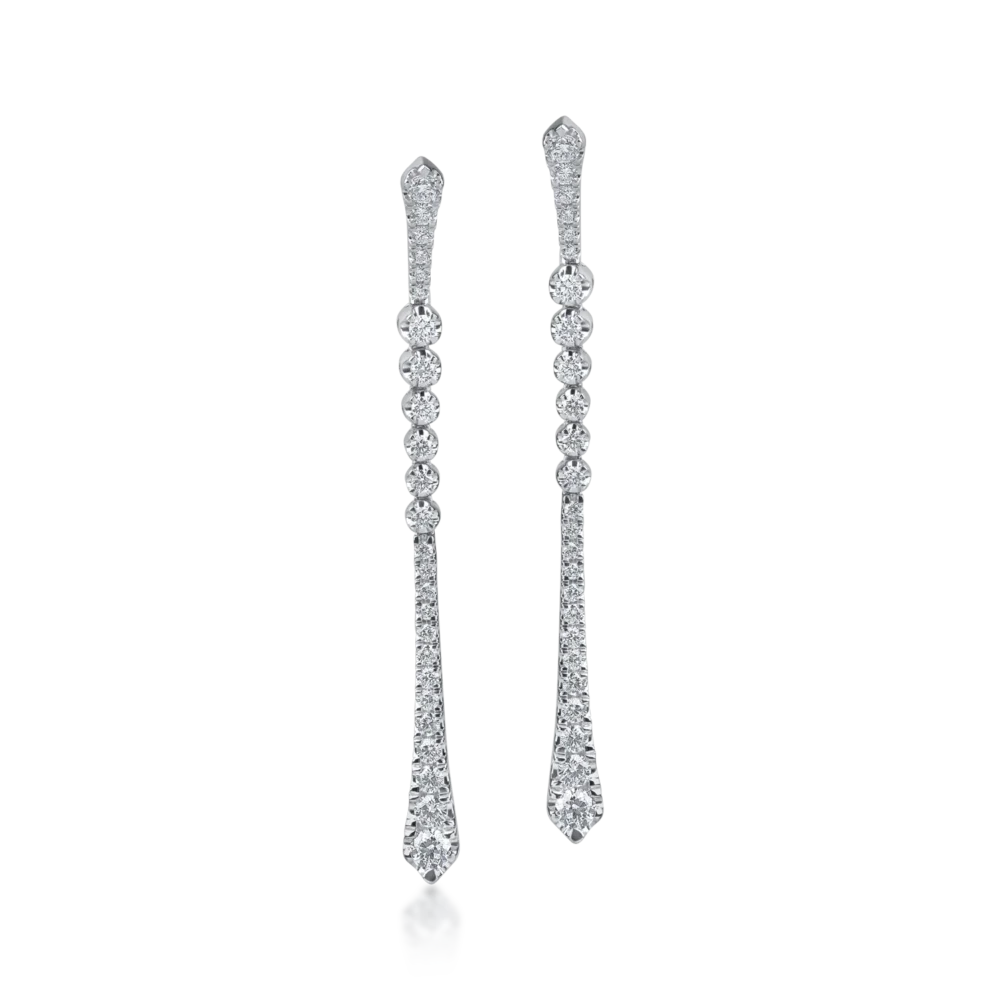 Cercei lungi din aur alb cu diamante microsetting de 1.8ct - imagine 2