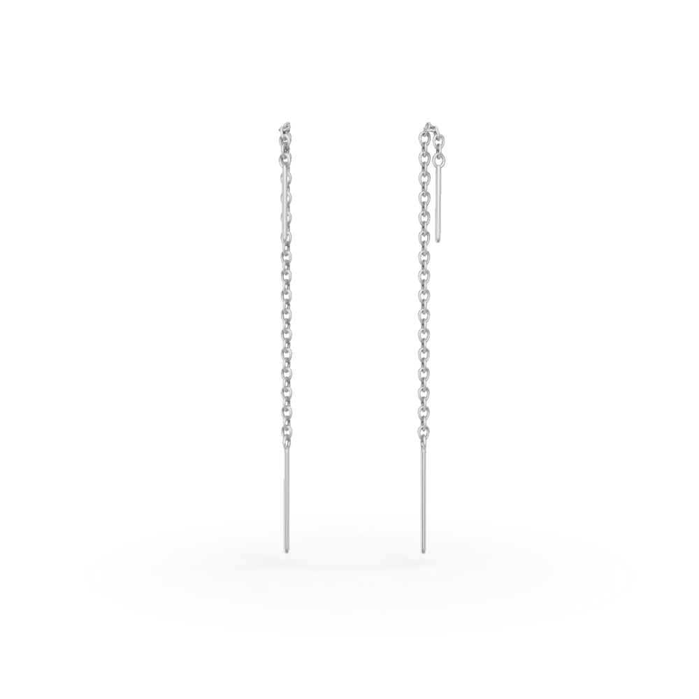 Cercei lungi din aur alb