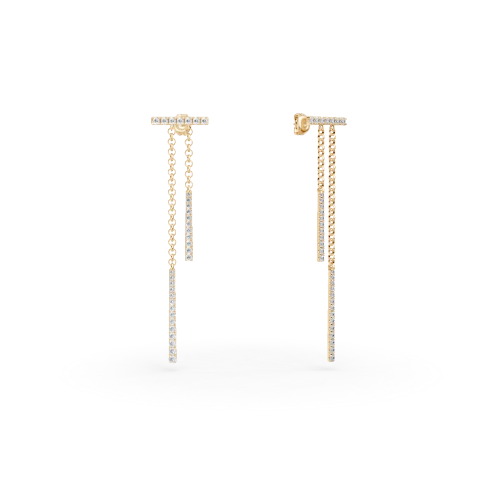 Cercei lungi din aur galben cu diamante de 0.44ct
