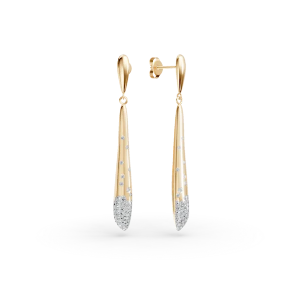 Cercei lungi din aur galben cu diamante de 0.5ct