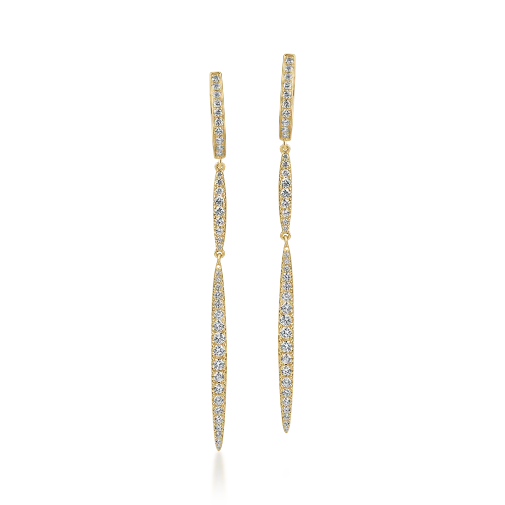 Cercei lungi din aur galben cu diamante de 1.3ct - imagine 2