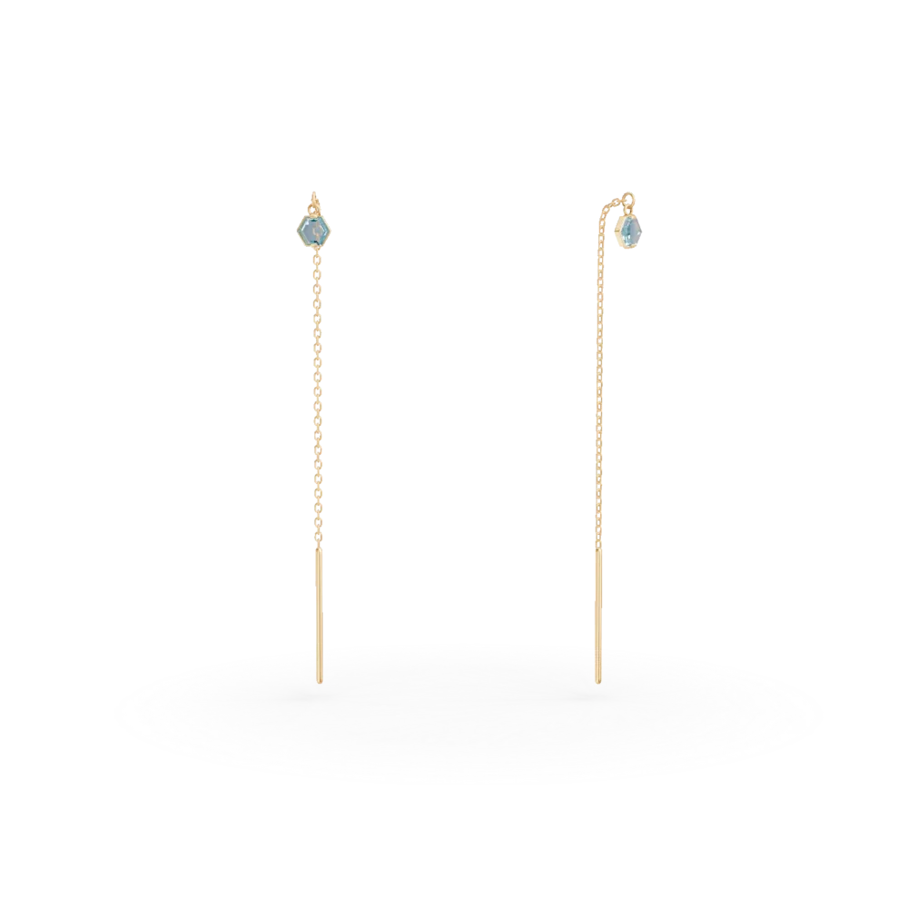 Cercei lungi din aur galben cu zirconia