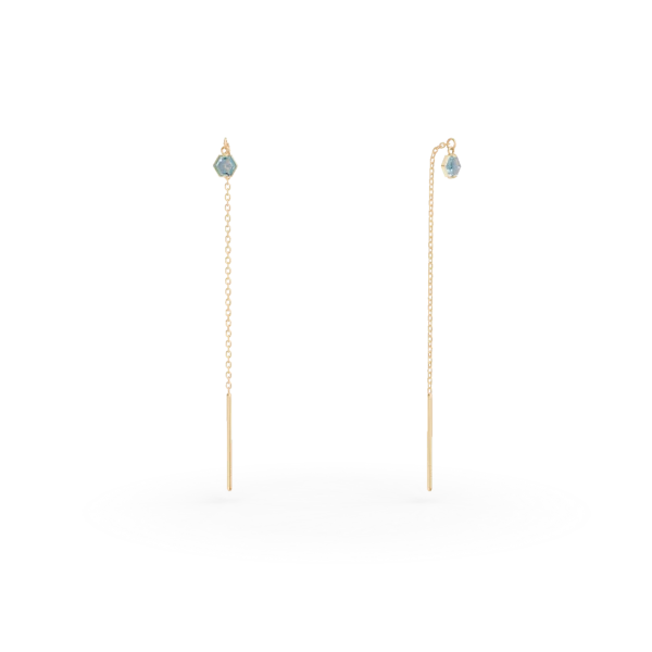 Cercei lungi din aur galben cu zirconia