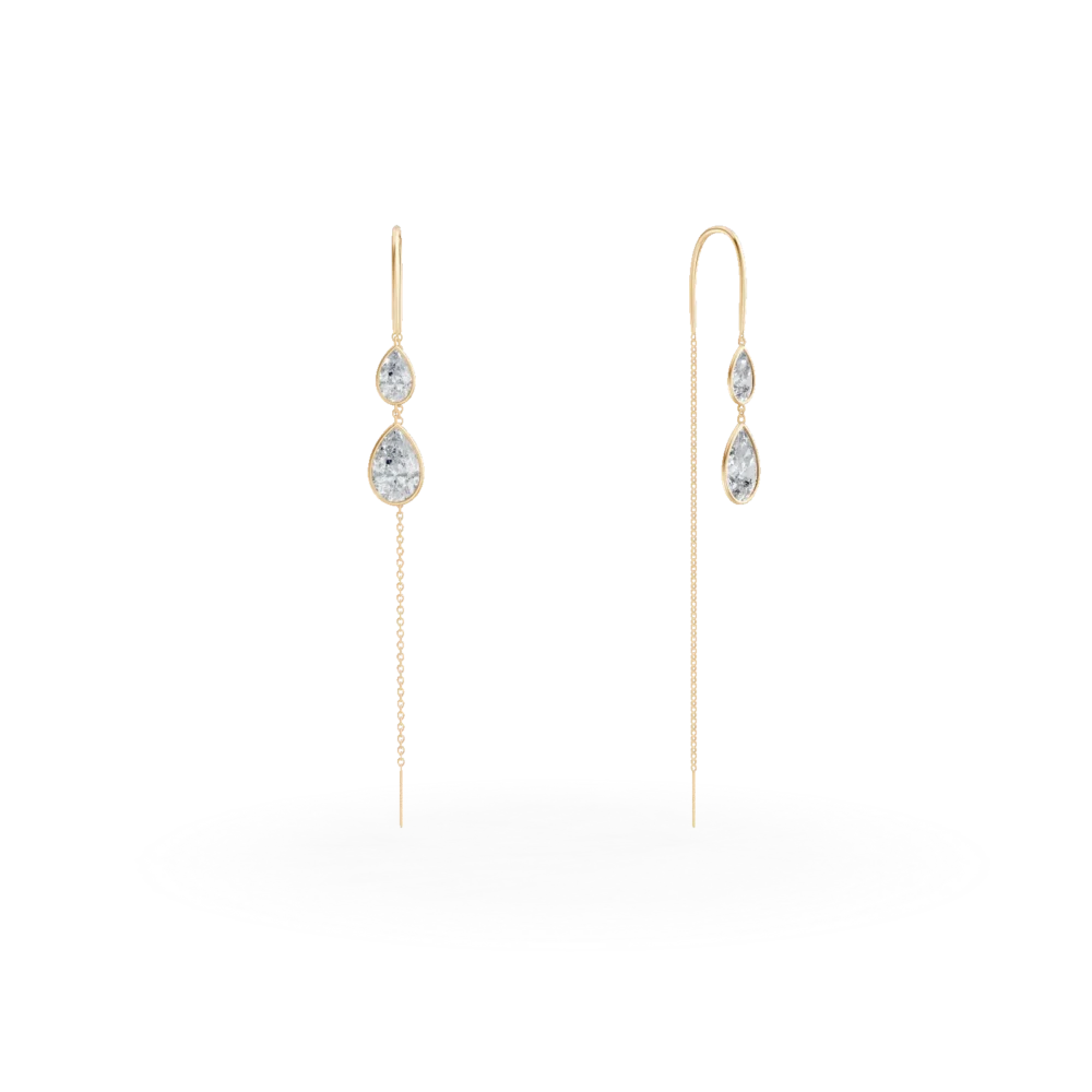 Cercei lungi din aur galben cu zirconia