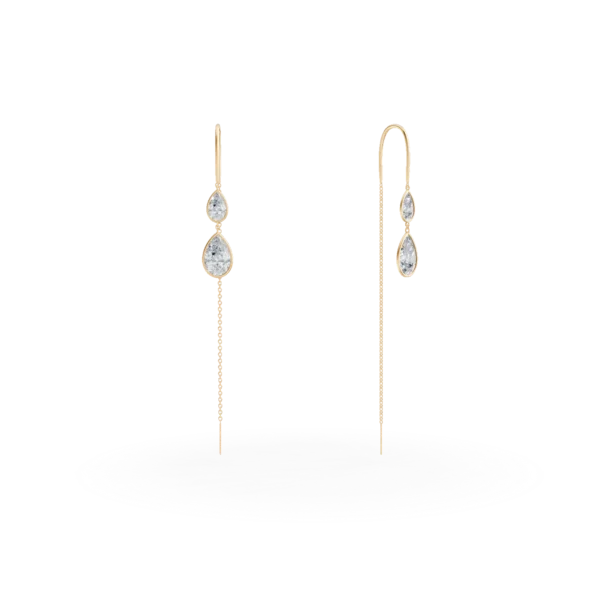 Cercei lungi din aur galben cu zirconia