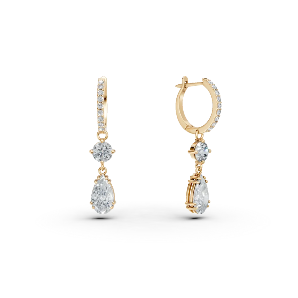 Cercei lungi din aur galben cu zirconii