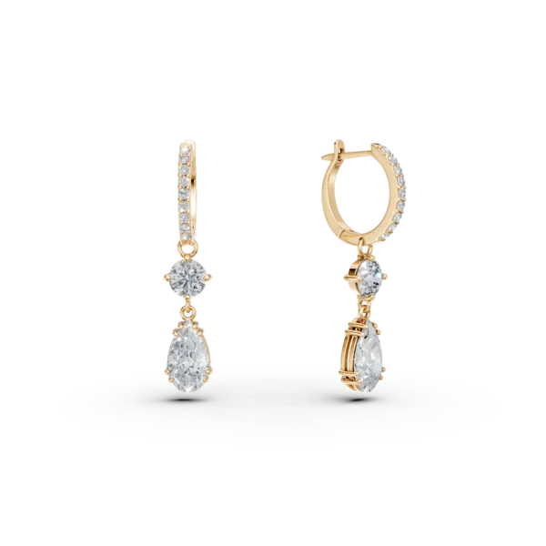 Cercei lungi din aur galben cu zirconii