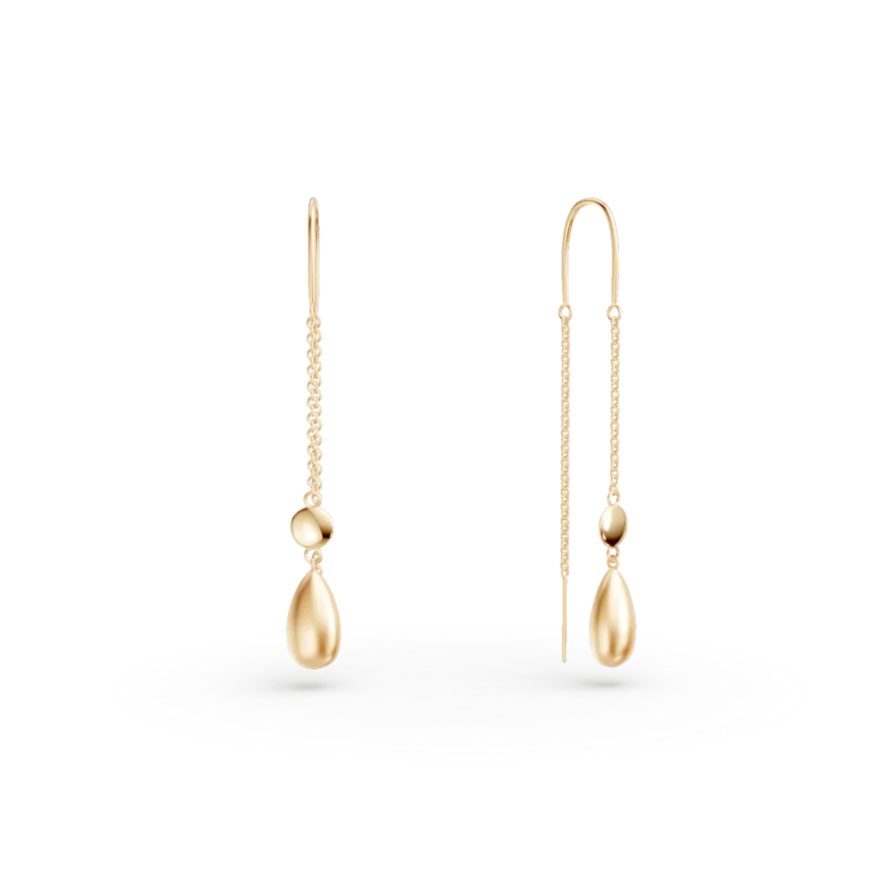 Cercei lungi din aur galben