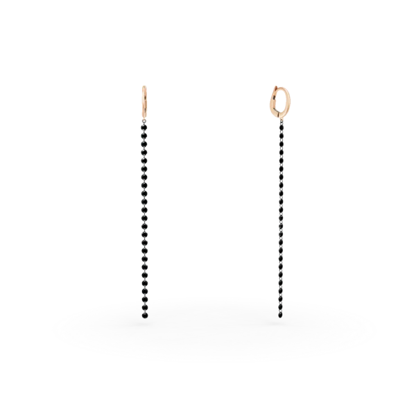 Cercei lungi din aur roz cu diamante negre de 2.5ct