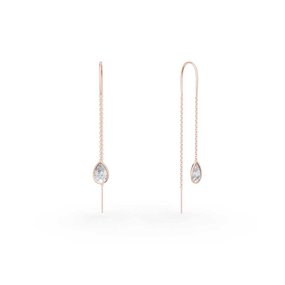 Cercei lungi din aur roz cu zirconia