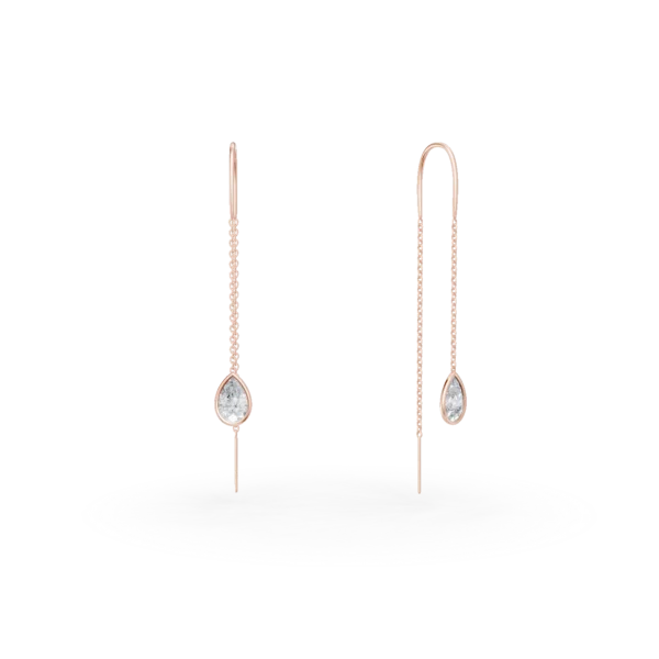 Cercei lungi din aur roz cu zirconia