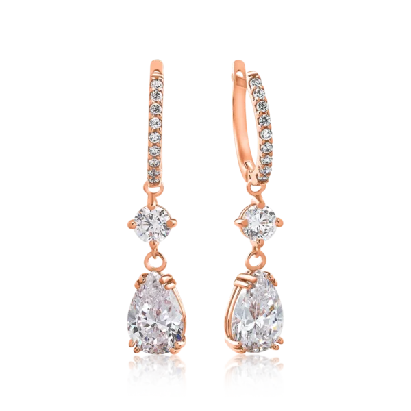 Cercei lungi din aur roz cu zirconii