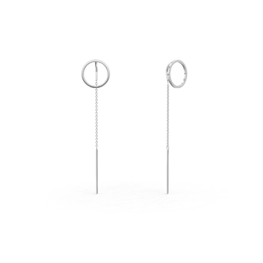 Cercei lungi geometrici din aur alb