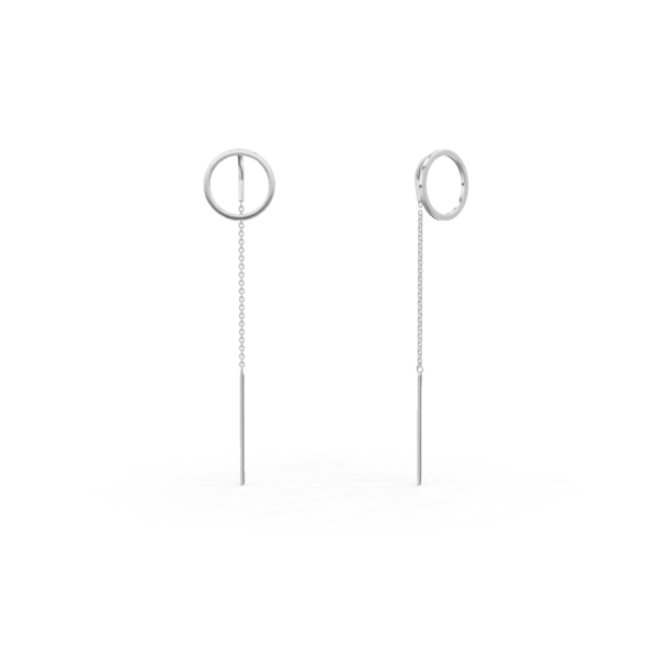 Cercei lungi geometrici din aur alb