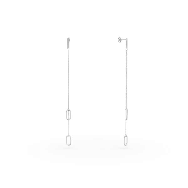 Cercei lungi geometrici din aur alb