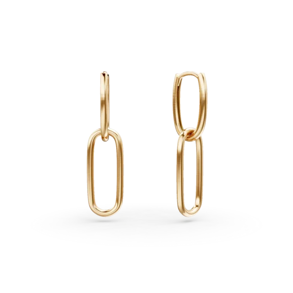 Cercei lungi geometrici din aur galben