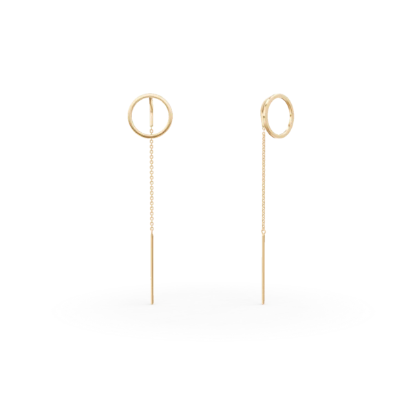 Cercei lungi geometrici din aur galben