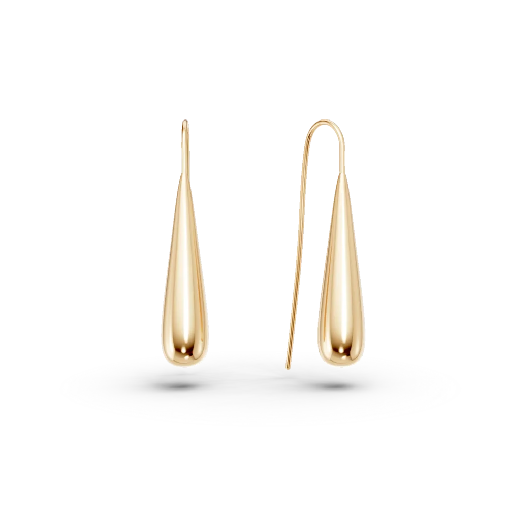 Cercei lungi lacrima din aur galben