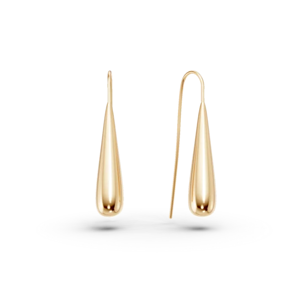 Cercei lungi lacrima din aur galben