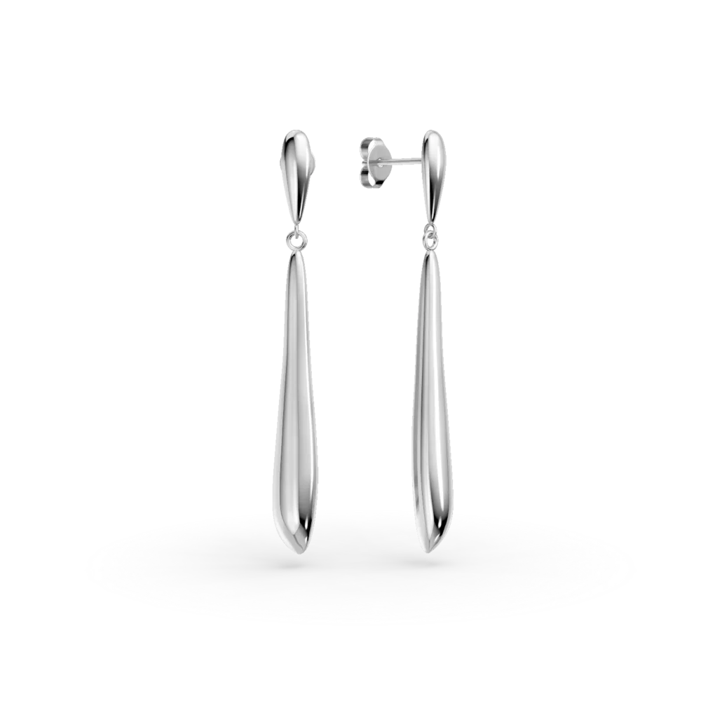 Cercei lungi minimalisti din aur alb