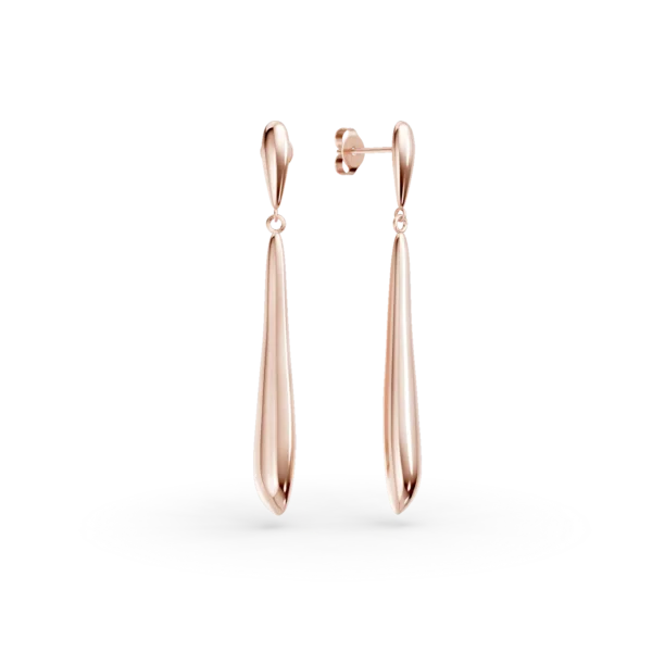 Cercei lungi minimalisti din aur roz
