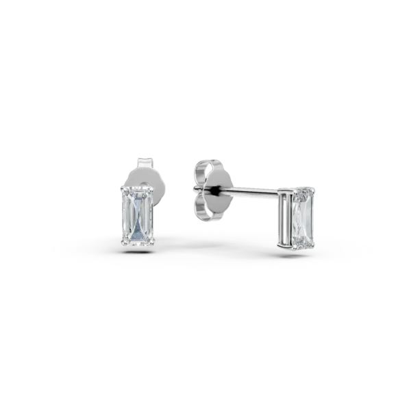 Cercei minimalisti din aur alb cu zirconia solitaire