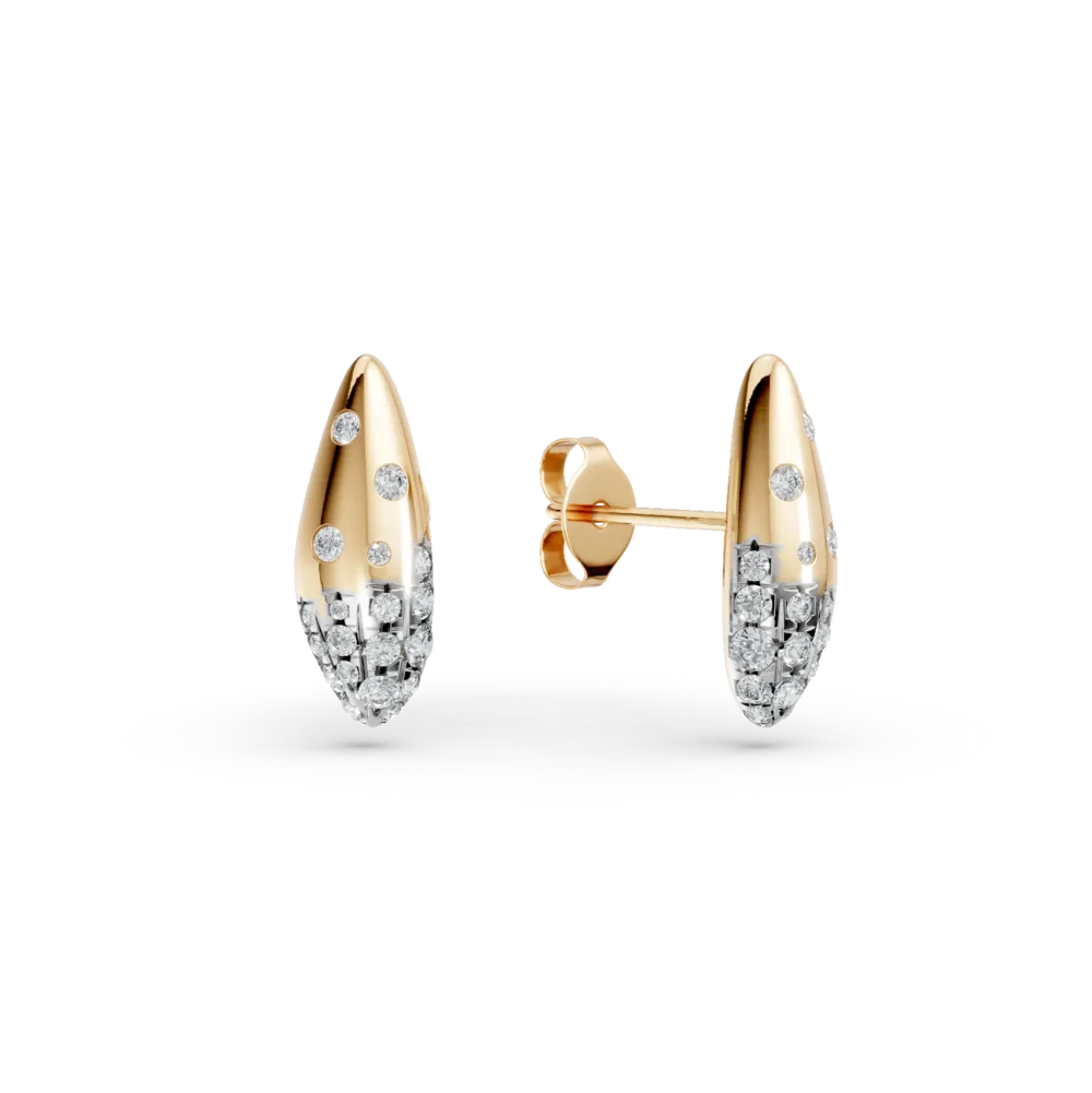 Cercei minimalisti din aur galben cu diamante de 0.48ct