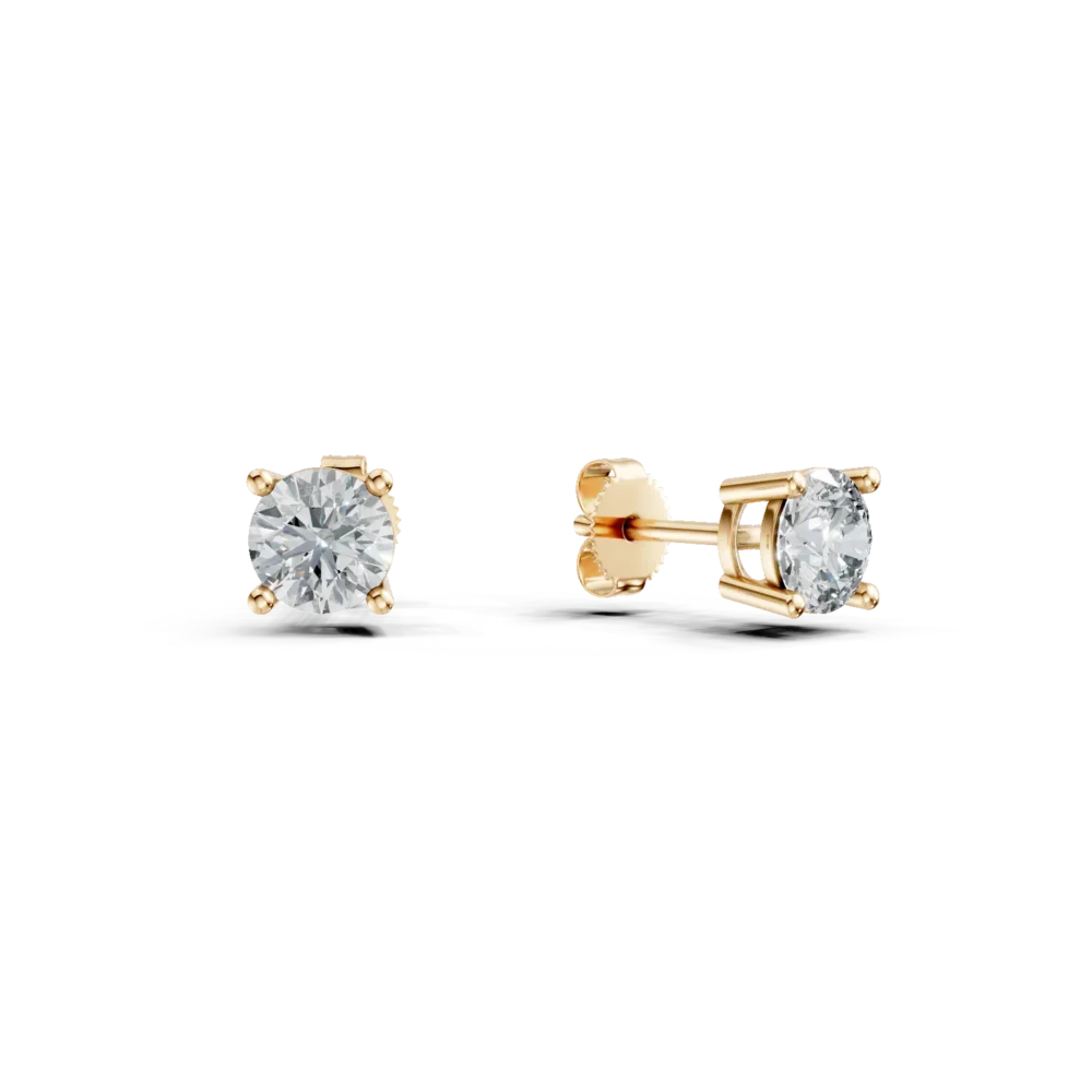 Cercei minimalisti din aur galben cu zirconii solitaire