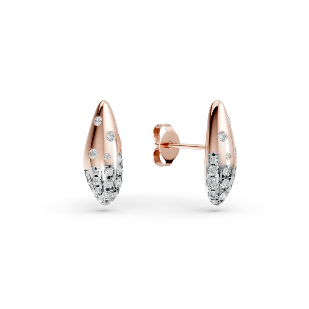 Cercei minimalisti din aur roz cu diamante de 0.48ct