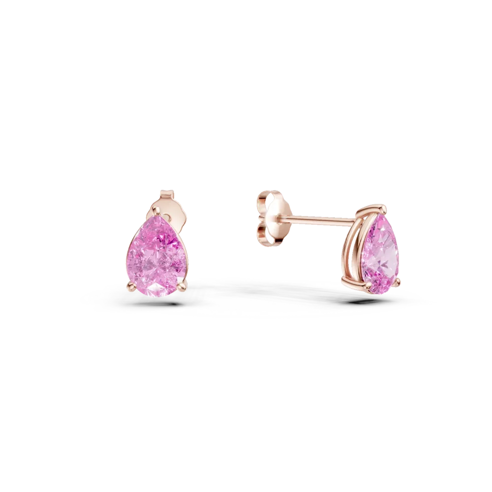 Cercei minimalisti din aur roz cu zirconia mov