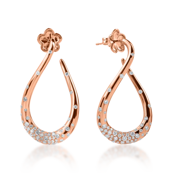 Cercei model abstract din aur roz cu diamante de 1.4ct