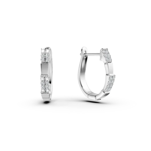 Cercei on-ear din aur alb cu diamante de 0.17ct