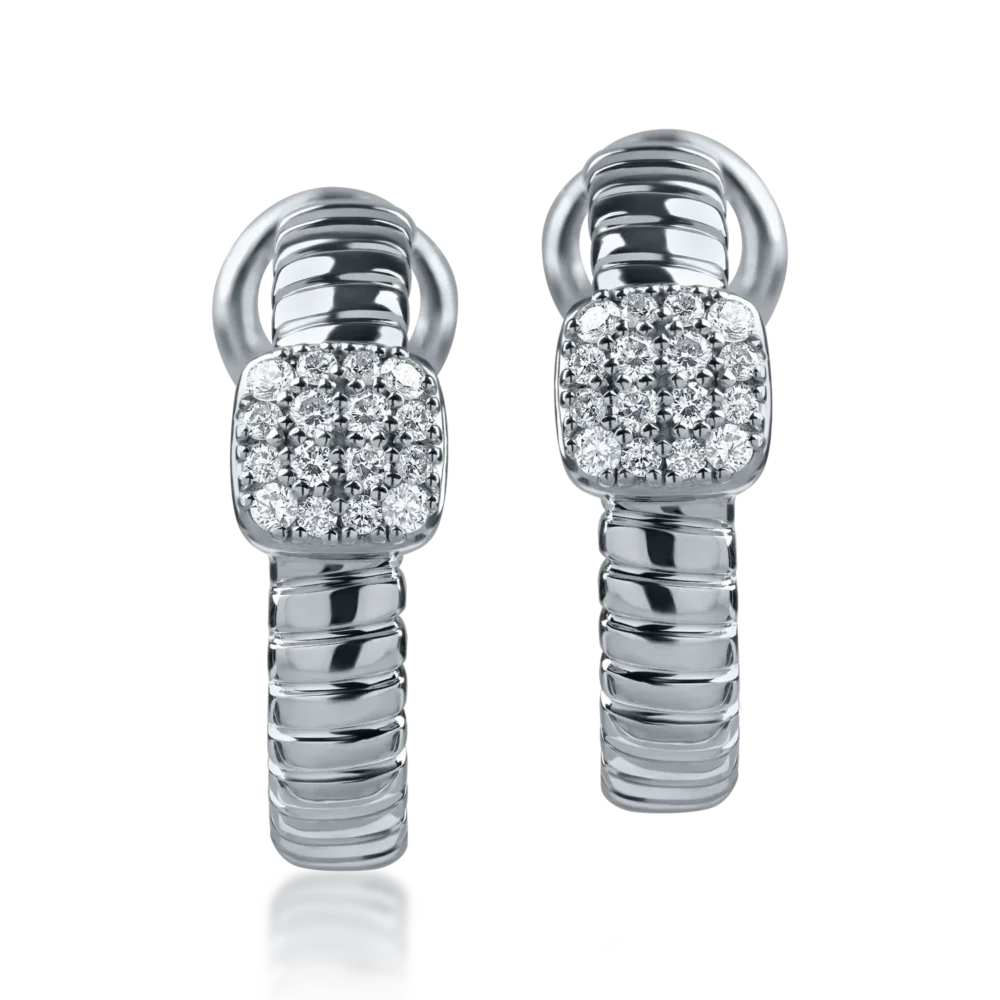 Cercei on-ear din aur alb cu diamante de 0.32ct - imagine 2