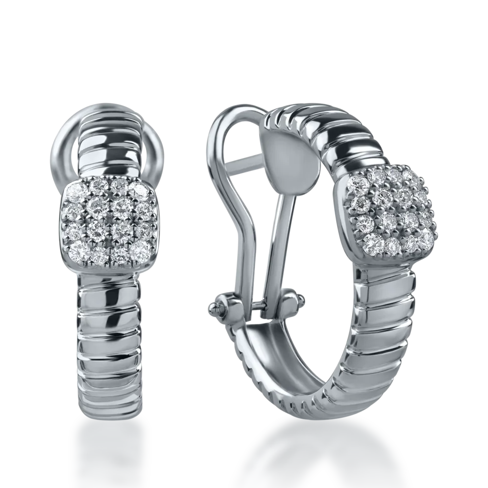 Cercei on-ear din aur alb cu diamante de 0.32ct